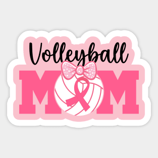 Volleyball Mom Pink Ribbon Breast Cancer Awareness Fighters Sticker